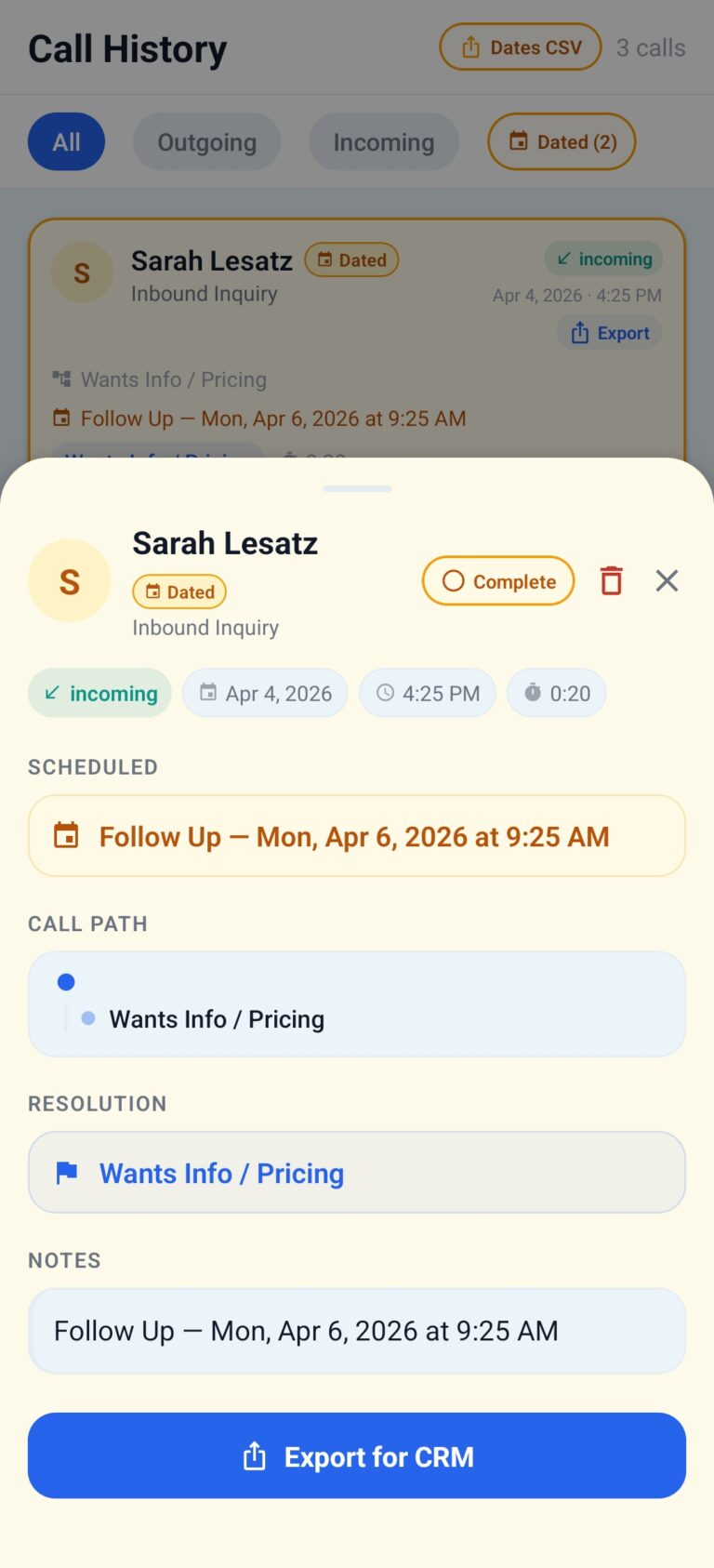 SM follow up with date